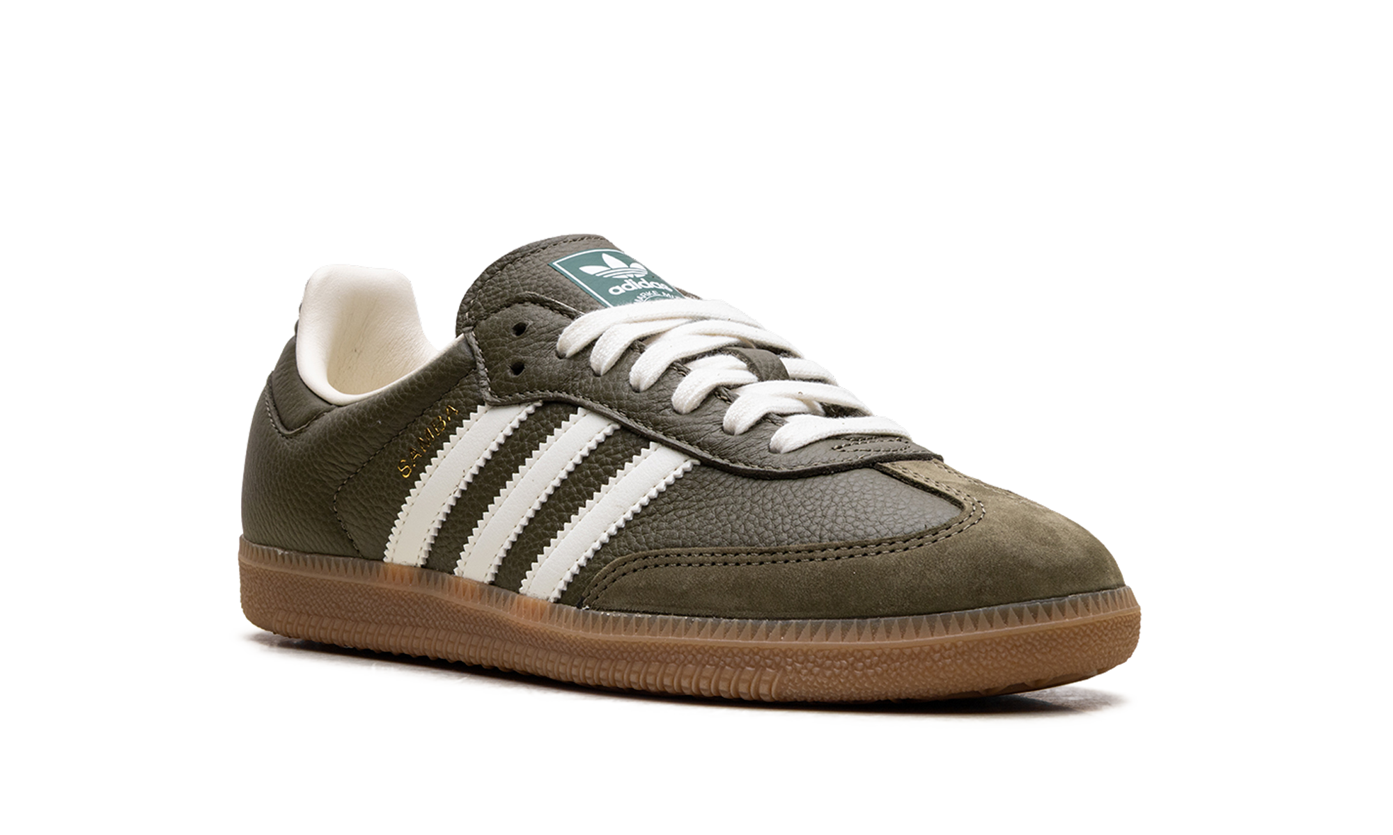 Adidas Samba OG med dark khaki/off-white/gum JR0890