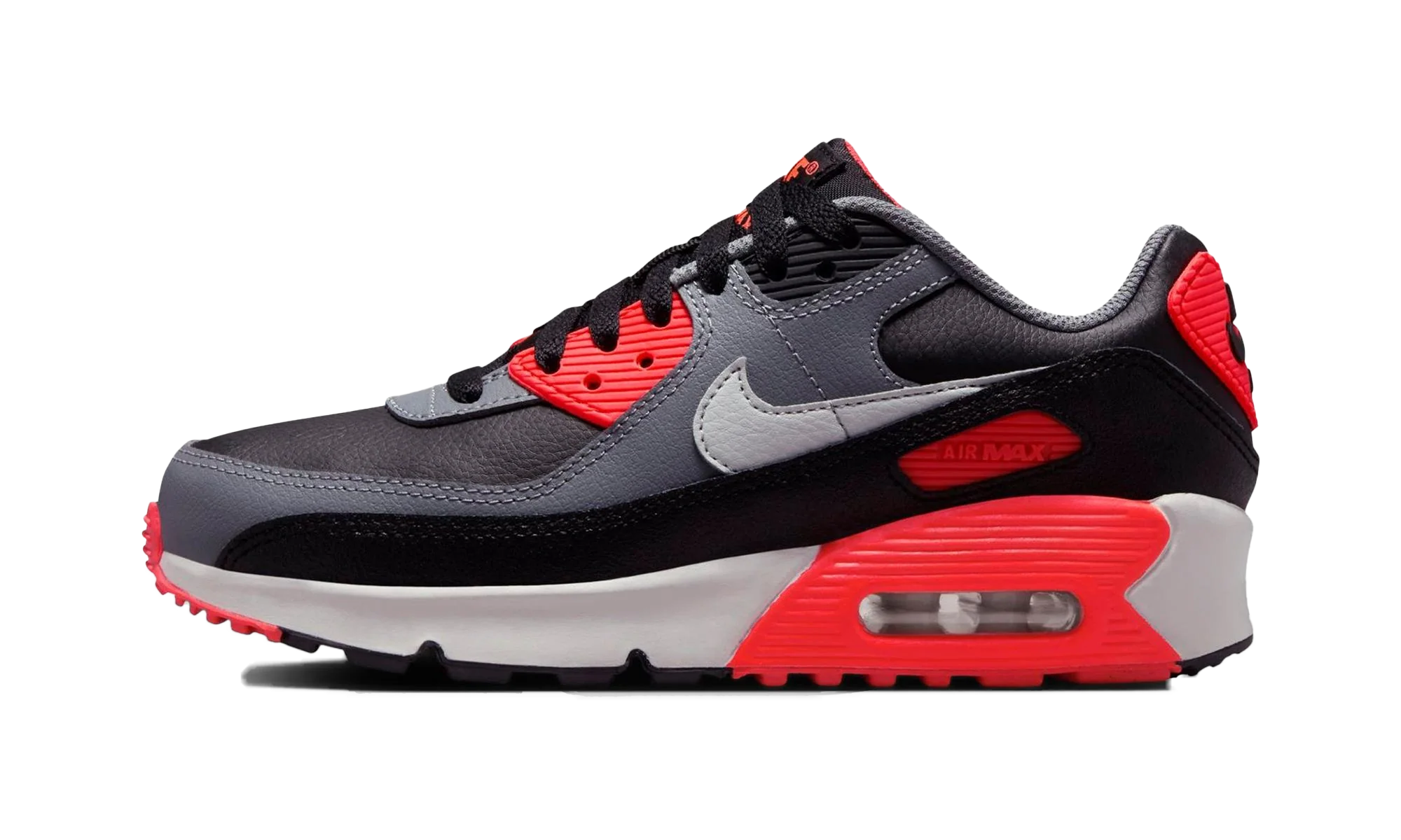 Nike AIR MAX 90 (GS) BLACK COOL GREY BRIGHT CRIMSON PHOTON DUST (GS) HF6358 005