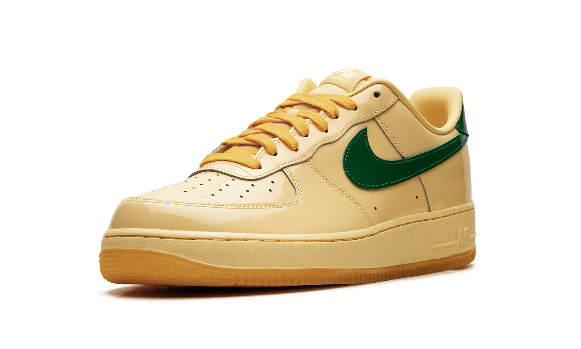 Nike Air Force 1 Low Patent Leather Topaz Gold Pine Green IO4489 700