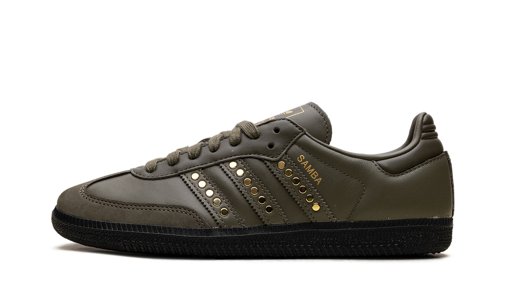 Adidas Samba OG WMNS Studded Stripes Dark Khaki Black JR8870