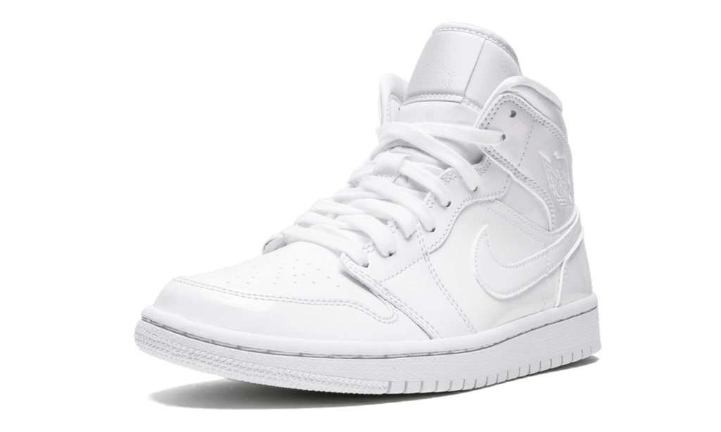 AIR JORDAN 1 MID WMNS Triple White Patent Leather BQ6472 111