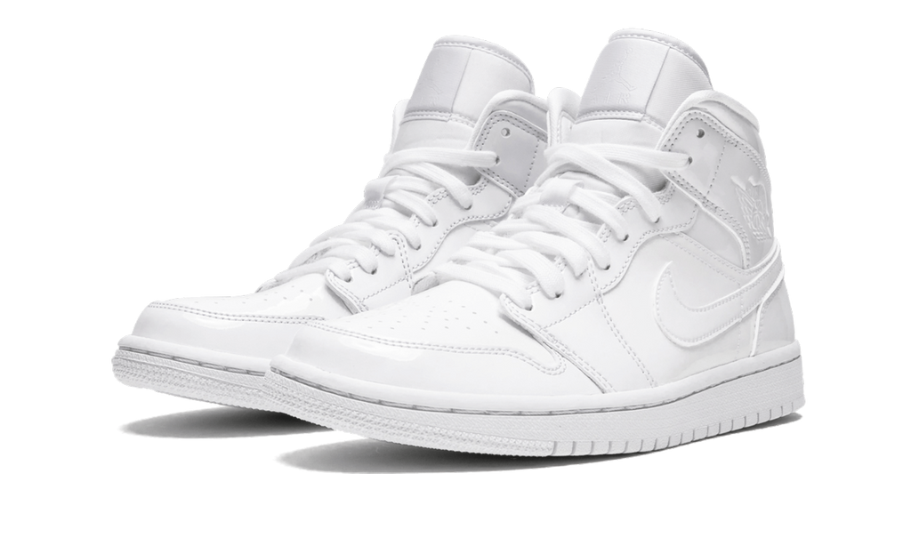 AIR JORDAN 1 MID WMNS Triple White Patent Leather BQ6472 111