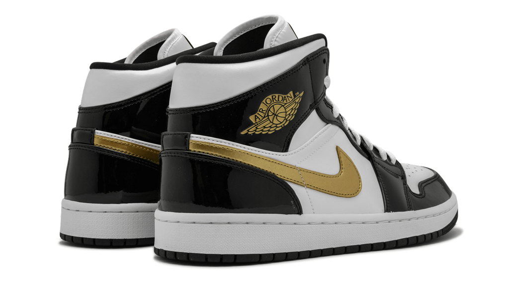 Air Jordan 1 Mid SE Black Gold Patent Leather 852542 007