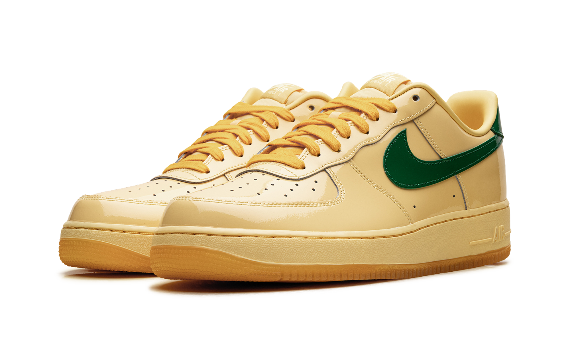 Nike Air Force 1 Low Patent Leather Topaz Gold Pine Green IO4489 700
