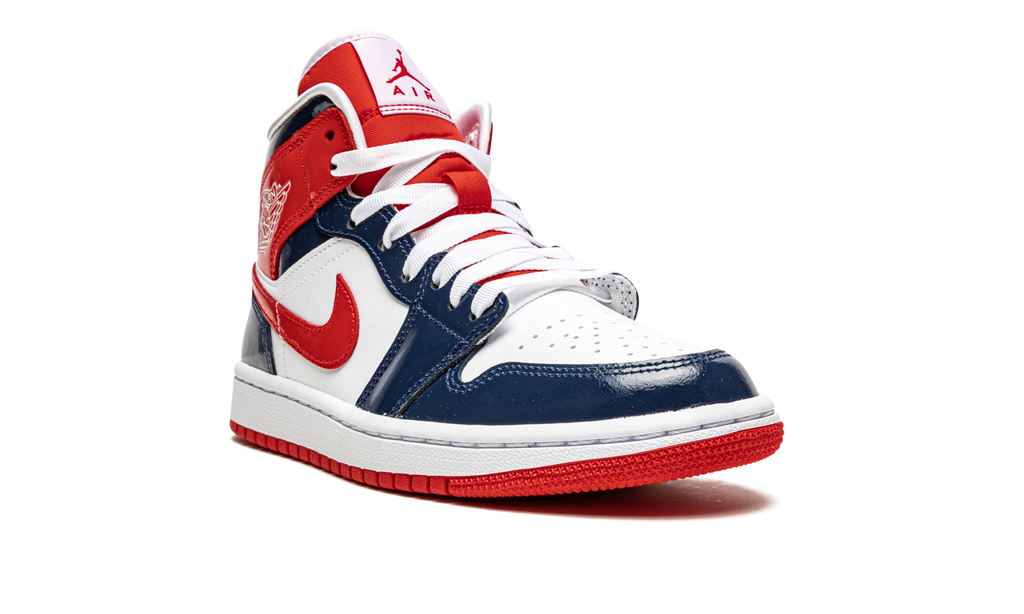 AIR JORDAN 1 MID WMNS Patent Leather Navy / White / Red DJ5984 400