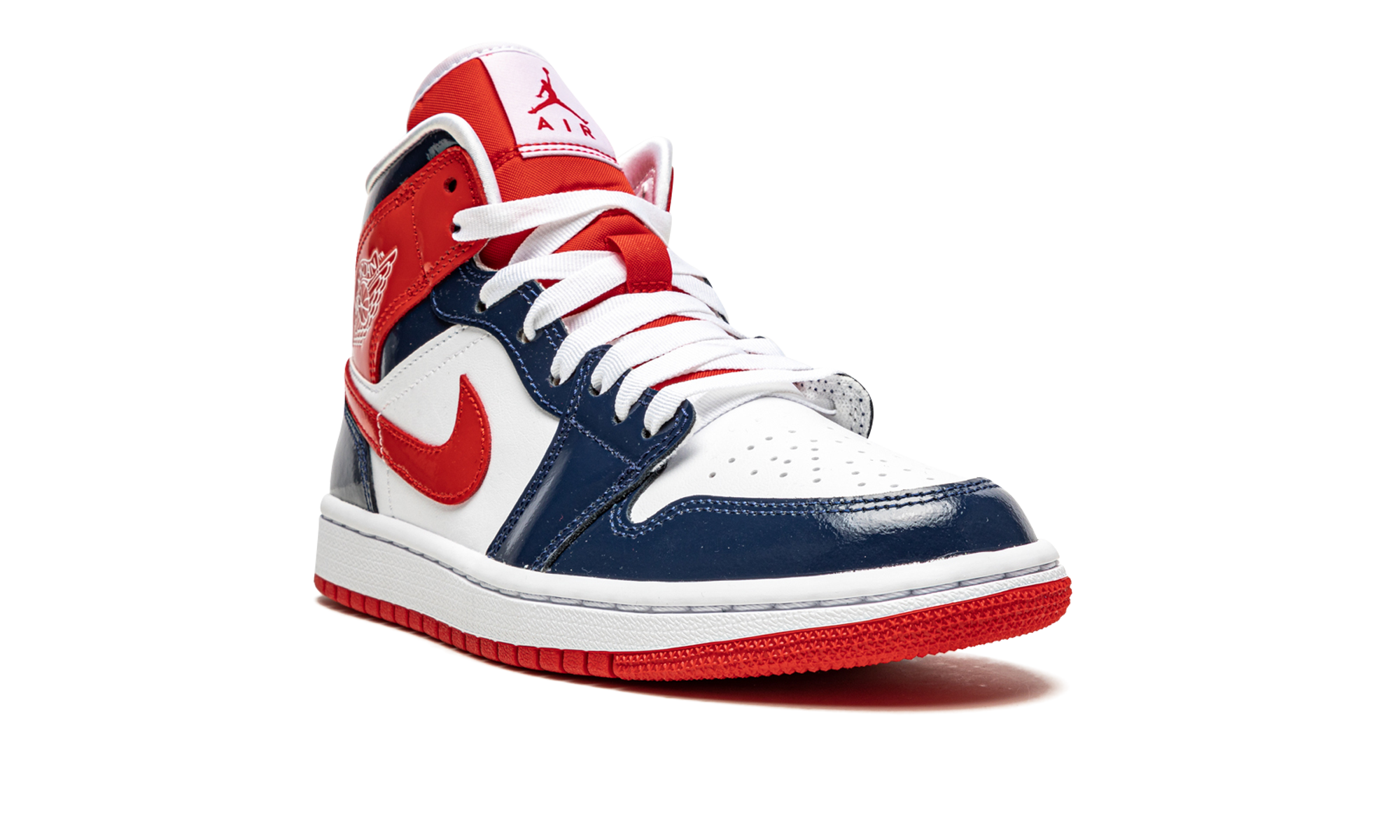 AIR JORDAN 1 MID WMNS Patent Leather Navy / White / Red DJ5984 400
