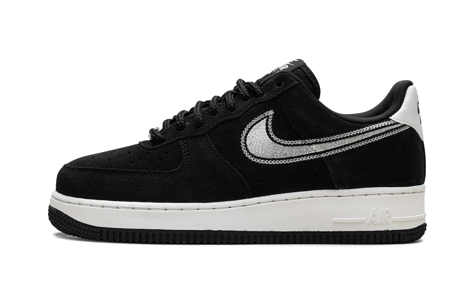 Nike Air Force 1 Low '07 LV8 Black Sail Embroidered Swoosh HJ4465 001