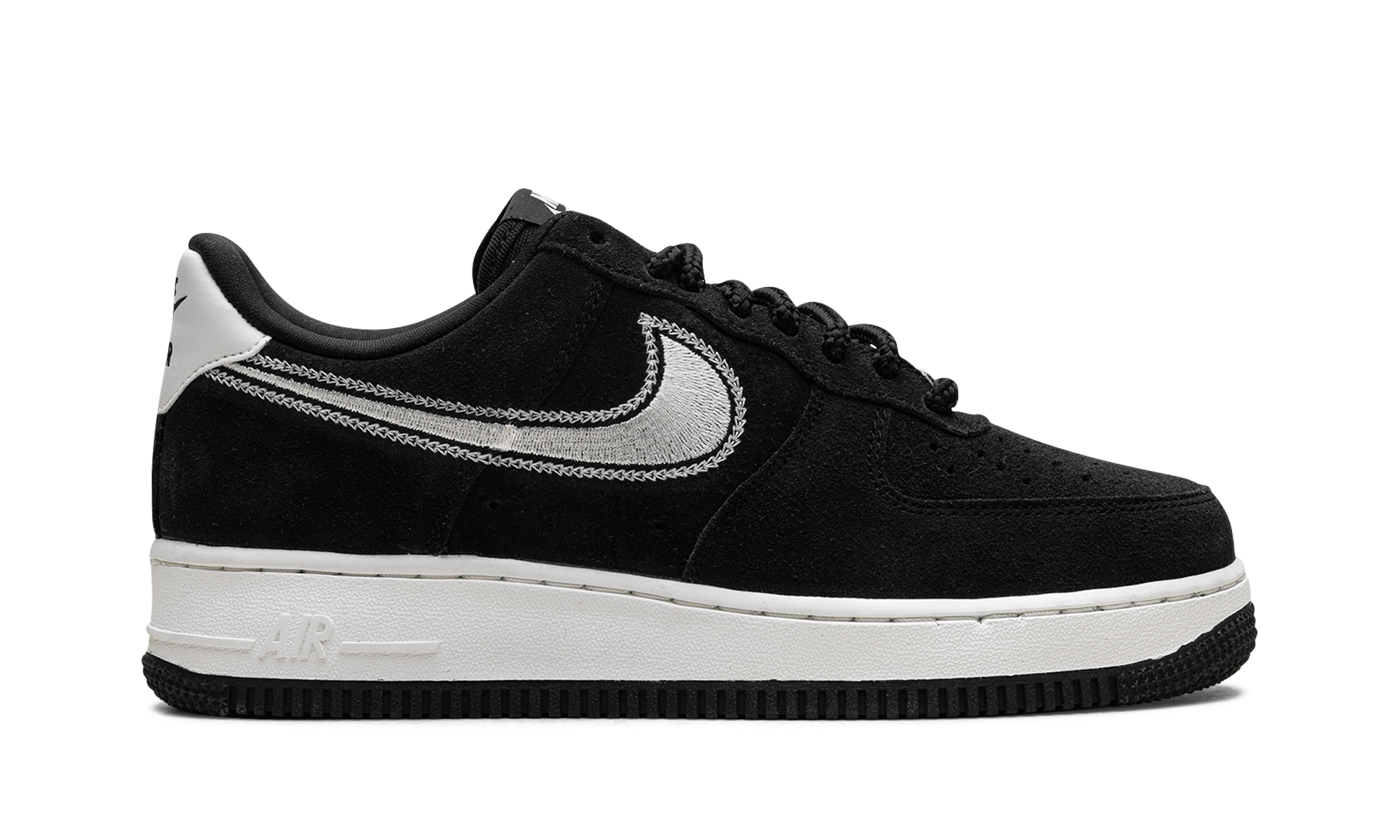 Nike Air Force 1 Low '07 LV8 Black Sail Embroidered Swoosh HJ4465 001