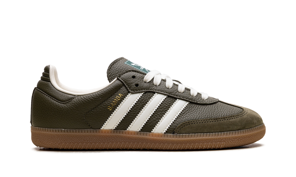 Adidas Samba OG med dark khaki/off-white/gum JR0890
