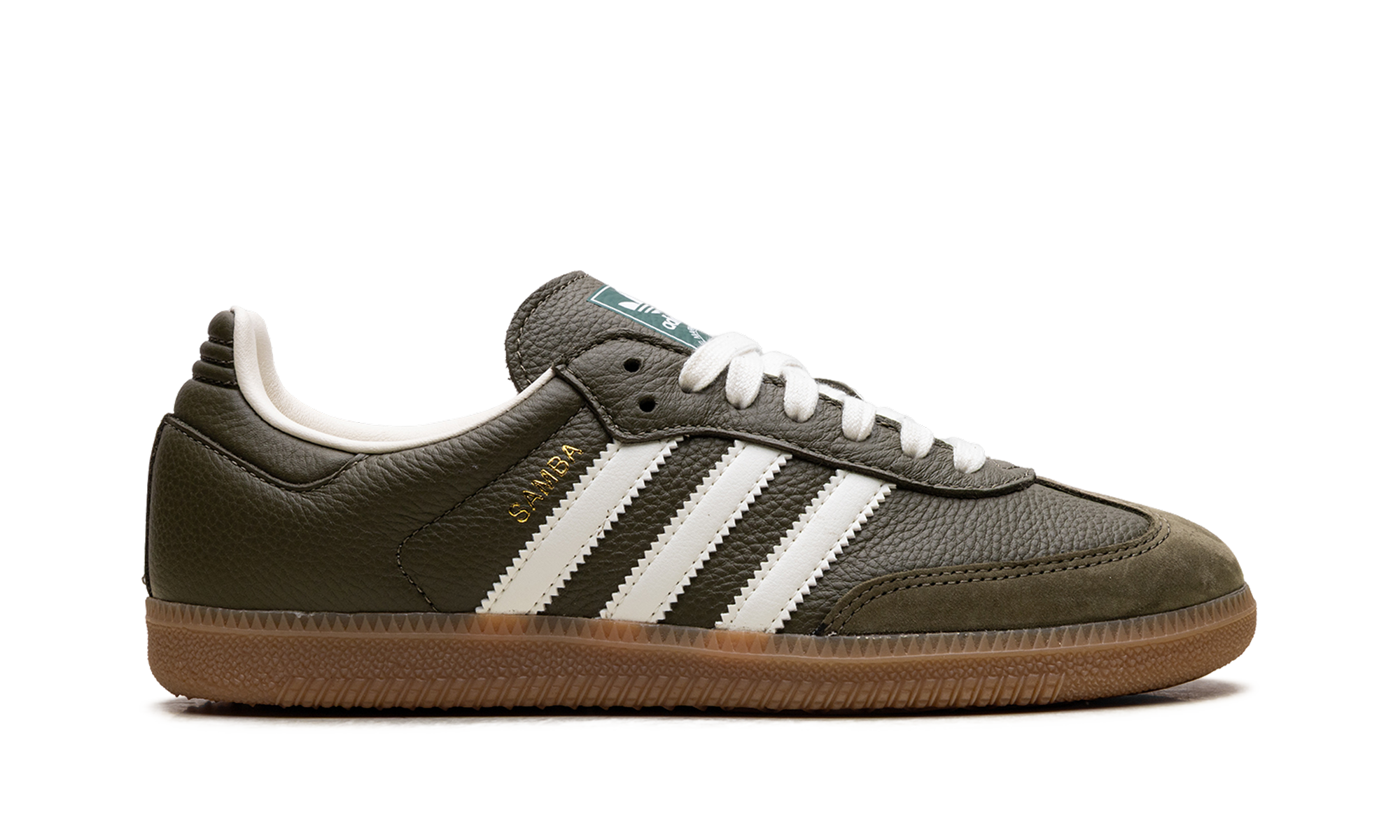 Adidas Samba OG med dark khaki/off-white/gum JR0890