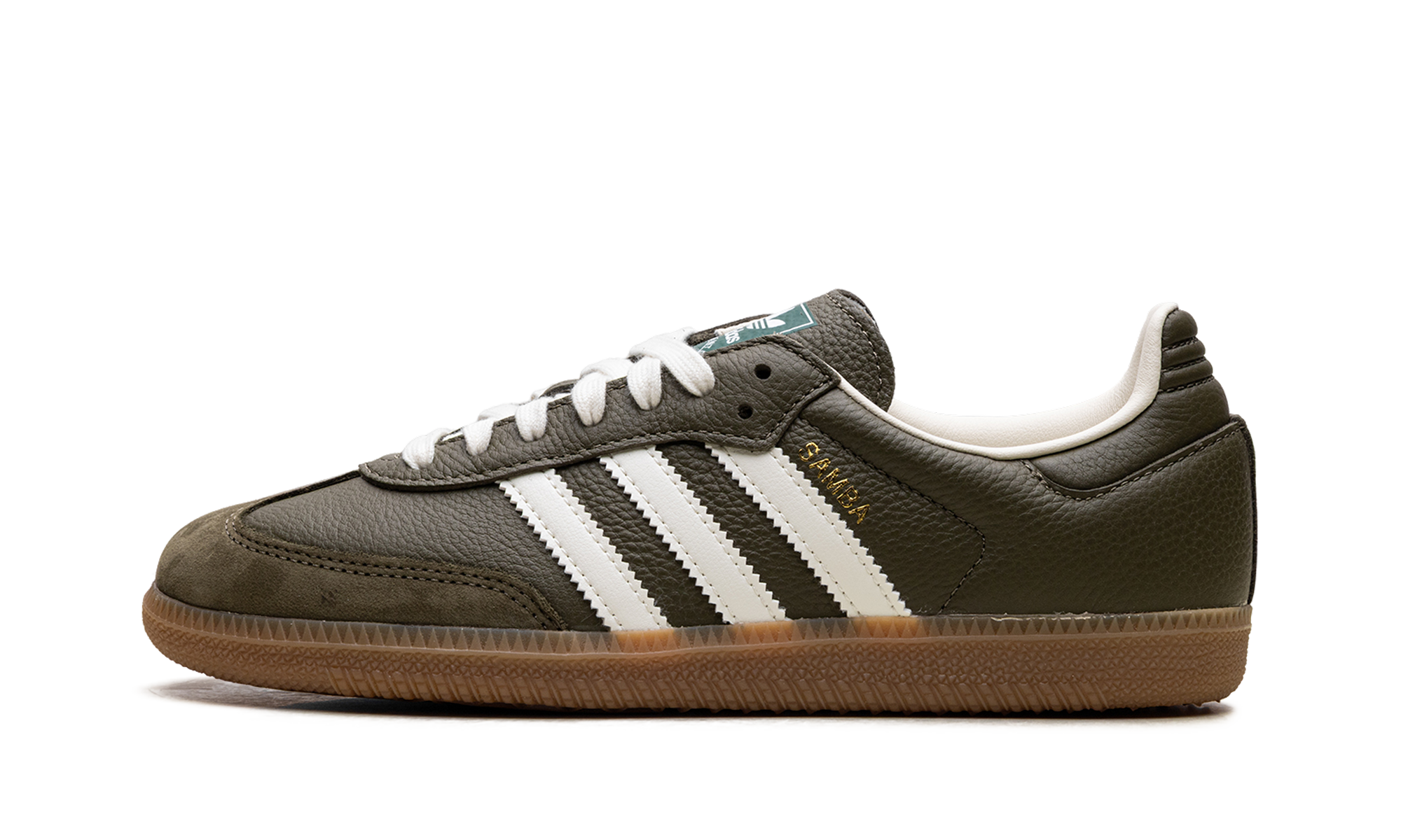 Adidas Samba OG med dark khaki/off-white/gum JR0890