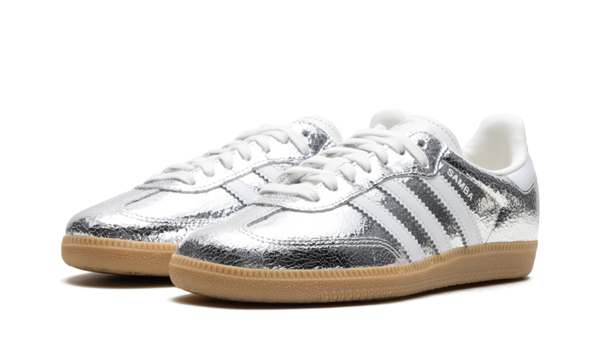Adidas Samba OG WMNS Silver Metallic Cracked Leather JR0035