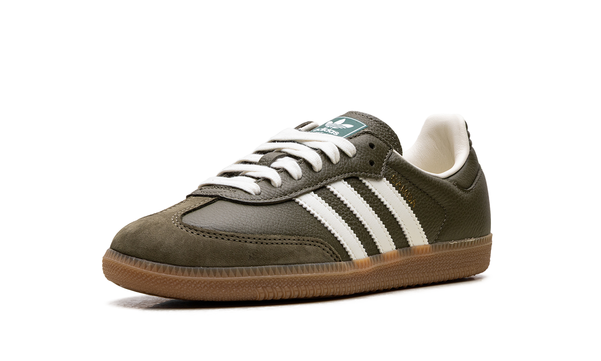 Adidas Samba OG med dark khaki/off-white/gum JR0890