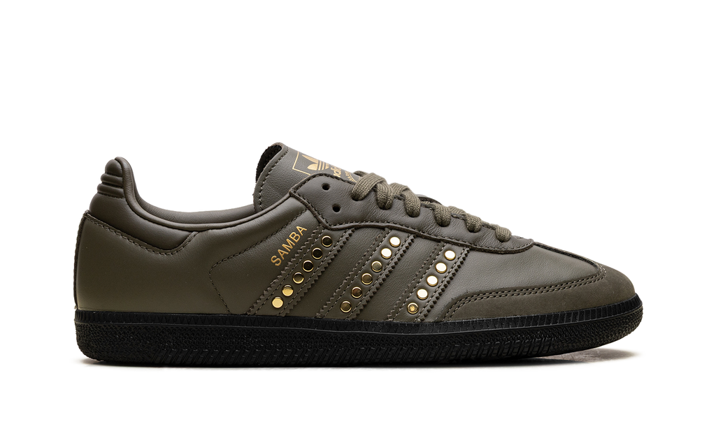 Adidas Samba OG WMNS Studded Stripes Dark Khaki Black JR8870