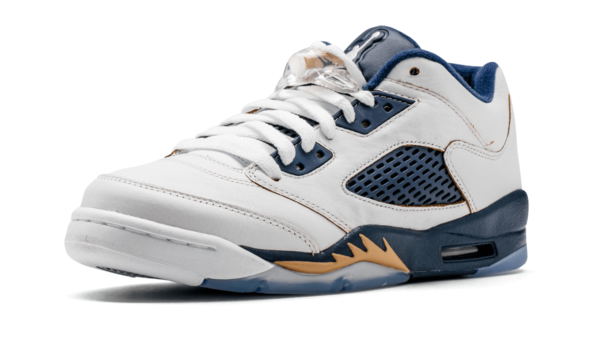 Air Jordan 5 Retro Low GS WHITE / METALLIC GOLD / MID NAVY 314338 135