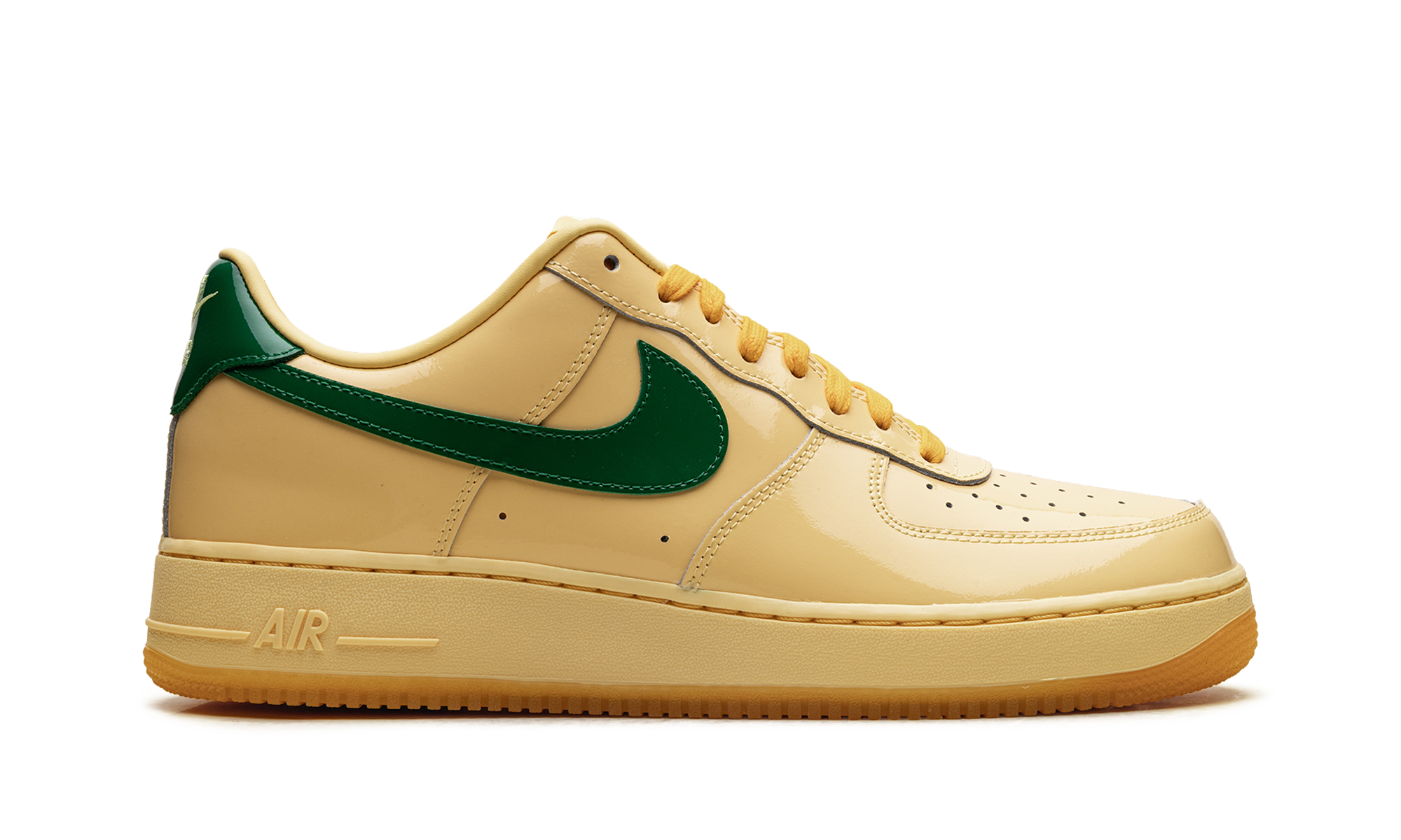 Nike Air Force 1 Low Patent Leather Topaz Gold Pine Green IO4489 700