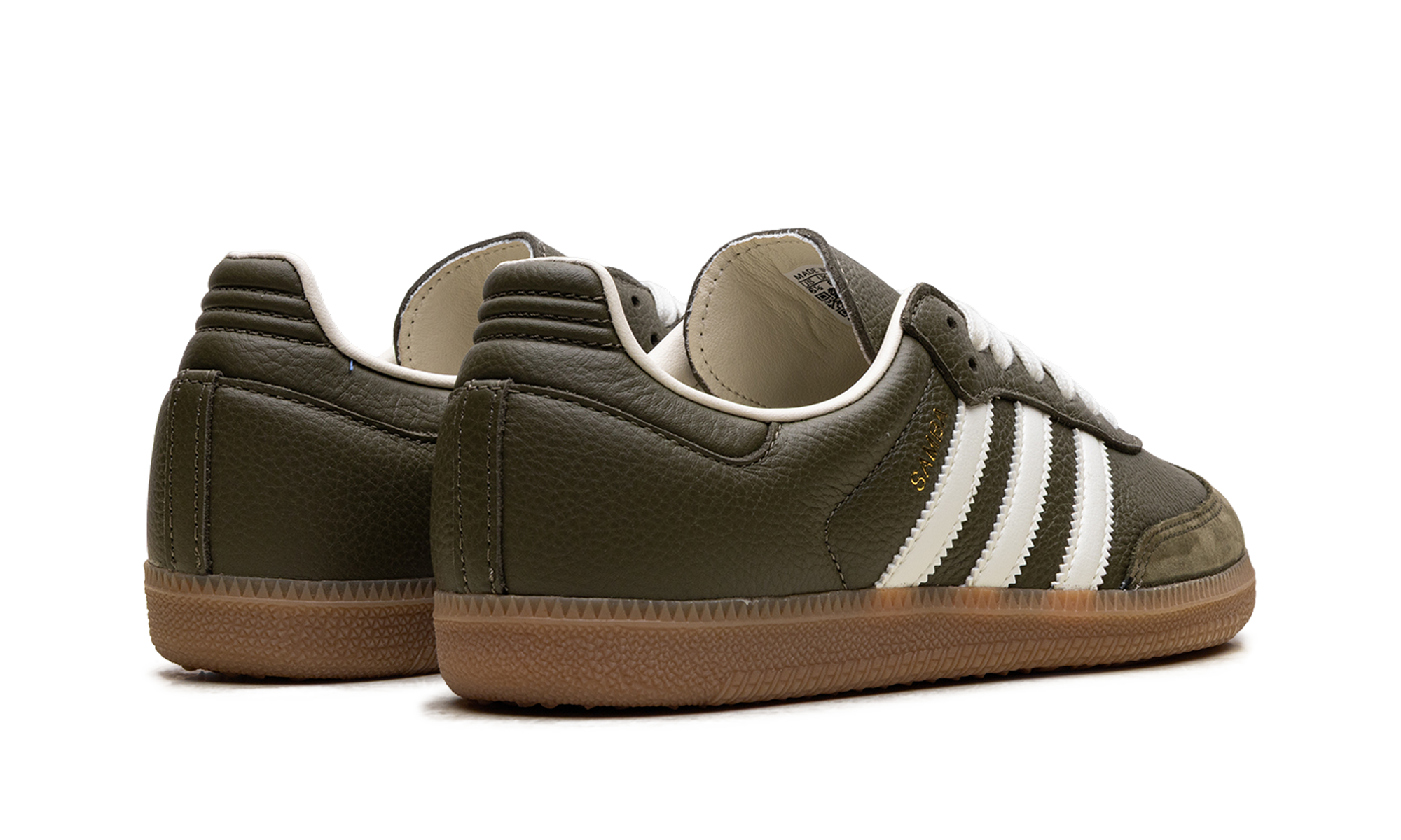 Adidas Samba OG med dark khaki/off-white/gum JR0890