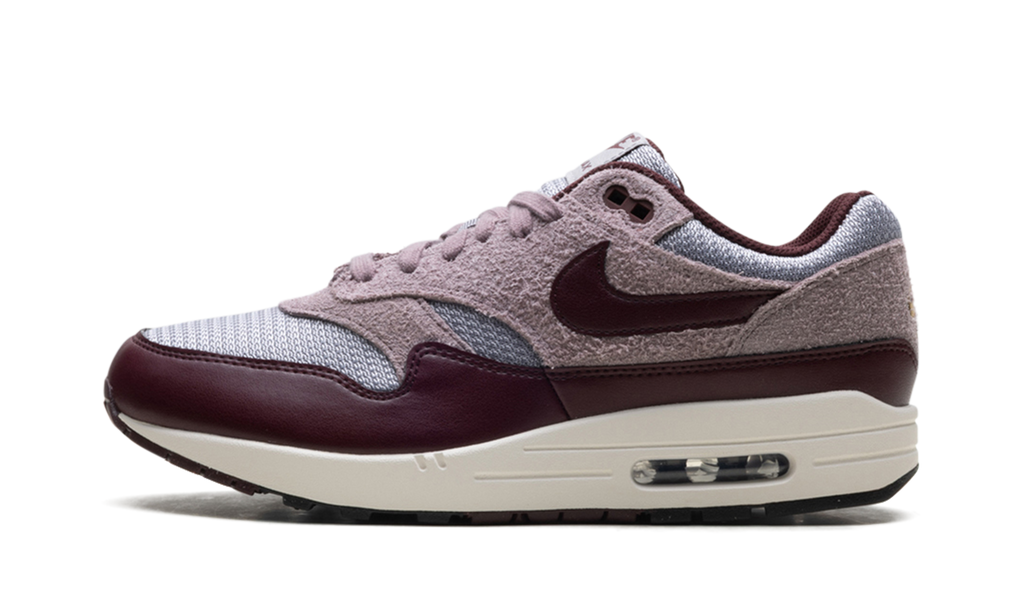 Nike Air Max 1 ESS PRM CEMENT GREY/BURGUNDY CRUSH FQ7327 001