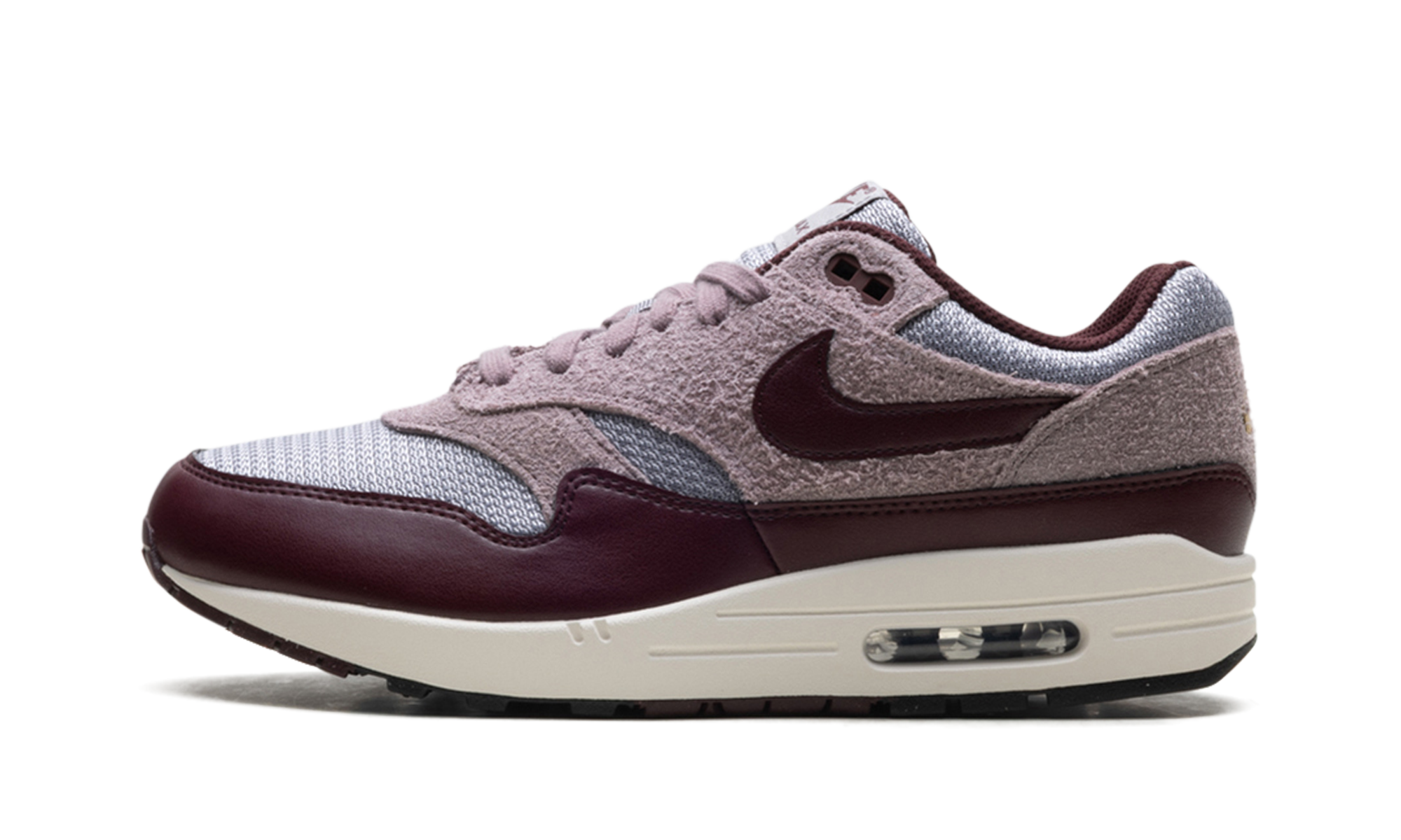 Nike Air Max 1 ESS PRM CEMENT GREY/BURGUNDY CRUSH FQ7327 001