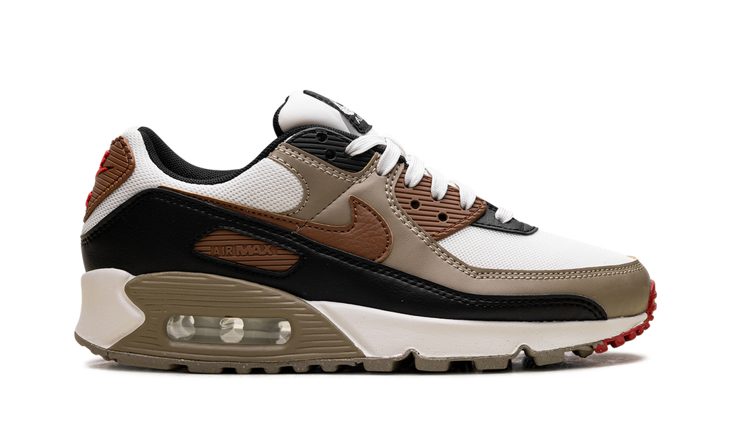 Nike Air Max 90 WMNS Phantom Black Fire Red Light British Tan DH8010 005