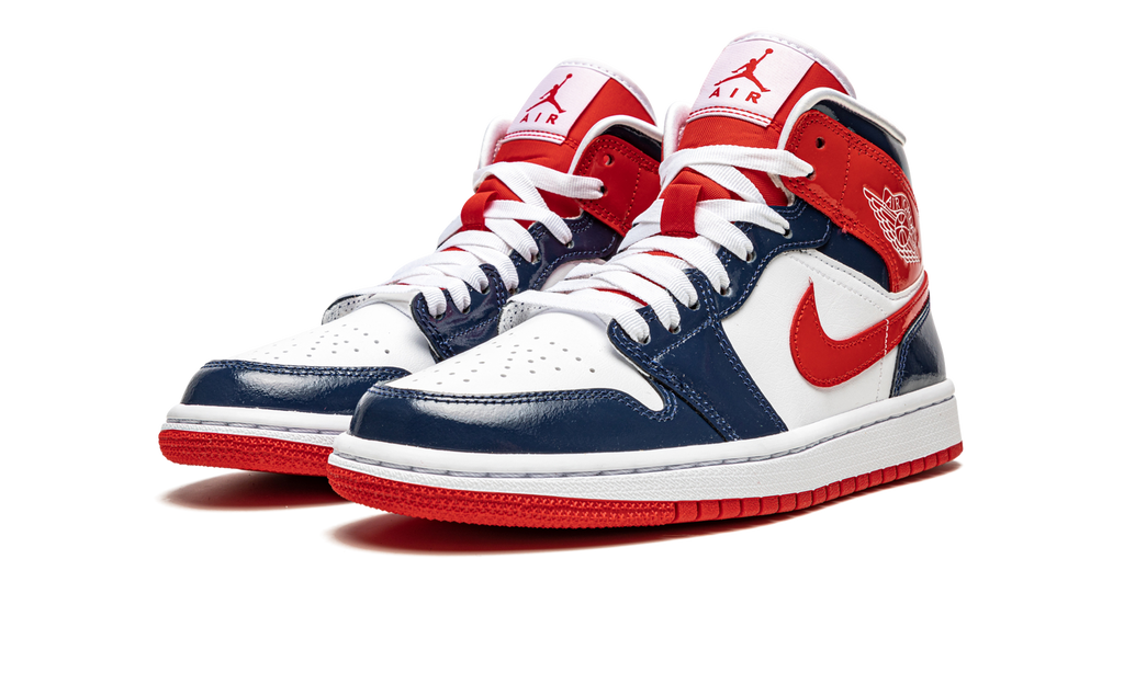 AIR JORDAN 1 MID WMNS Patent Leather Navy / White / Red DJ5984 400