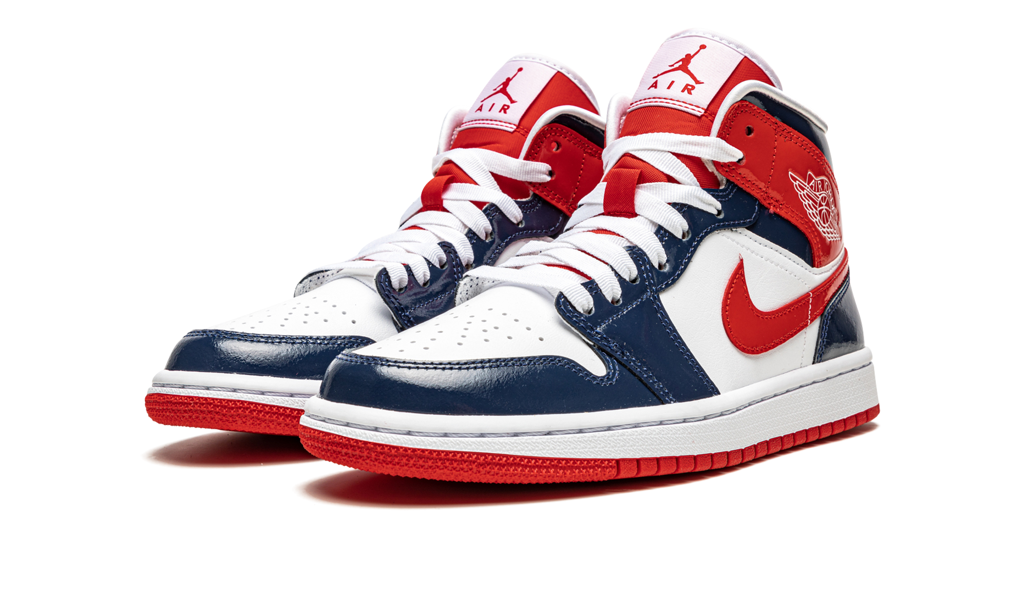 AIR JORDAN 1 MID WMNS Patent Leather Navy / White / Red DJ5984 400