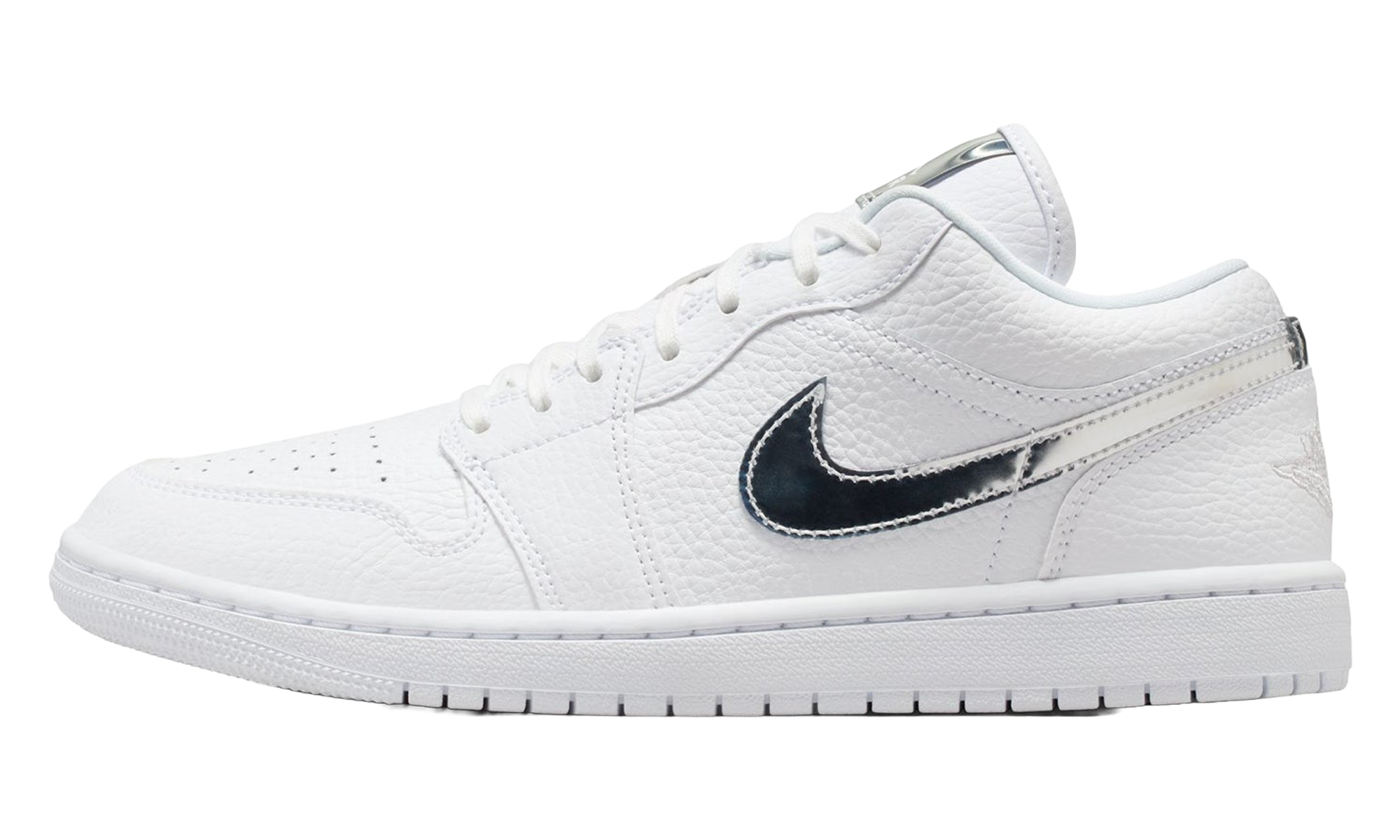 Womens Air Jordan 1 Low SE White Metallic Silver' IQ9381 100