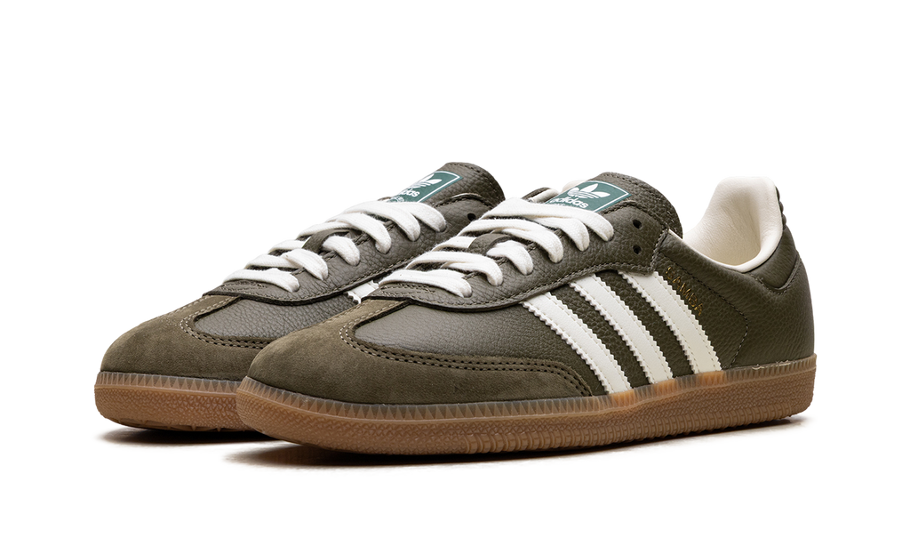 Adidas Samba OG med dark khaki/off-white/gum JR0890