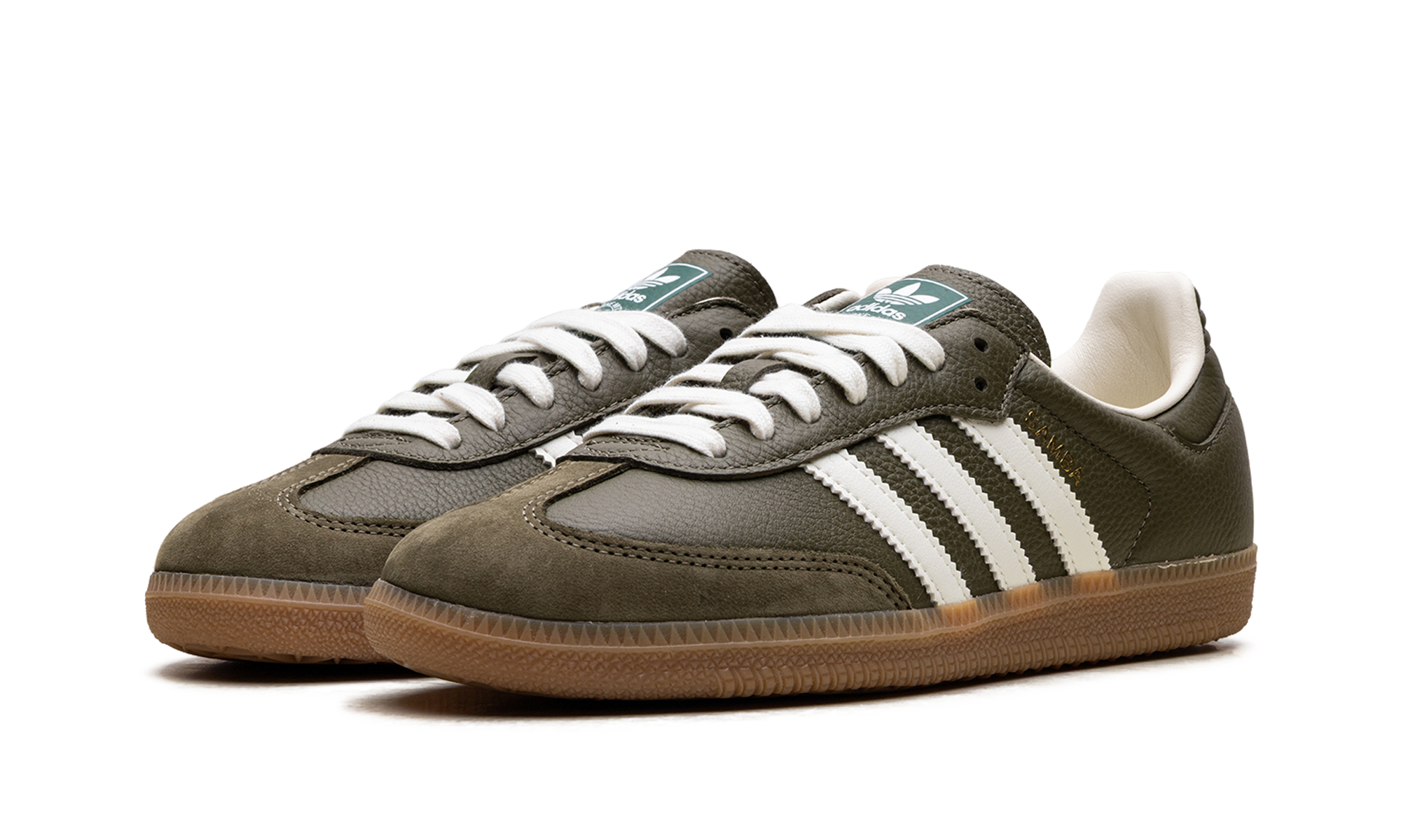 Adidas Samba OG med dark khaki/off-white/gum JR0890