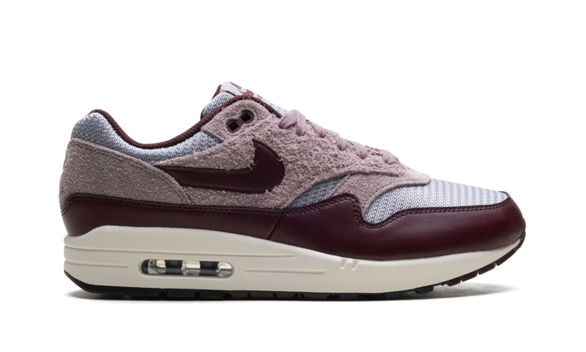 Nike Air Max 1 ESS PRM CEMENT GREY/BURGUNDY CRUSH FQ7327 001