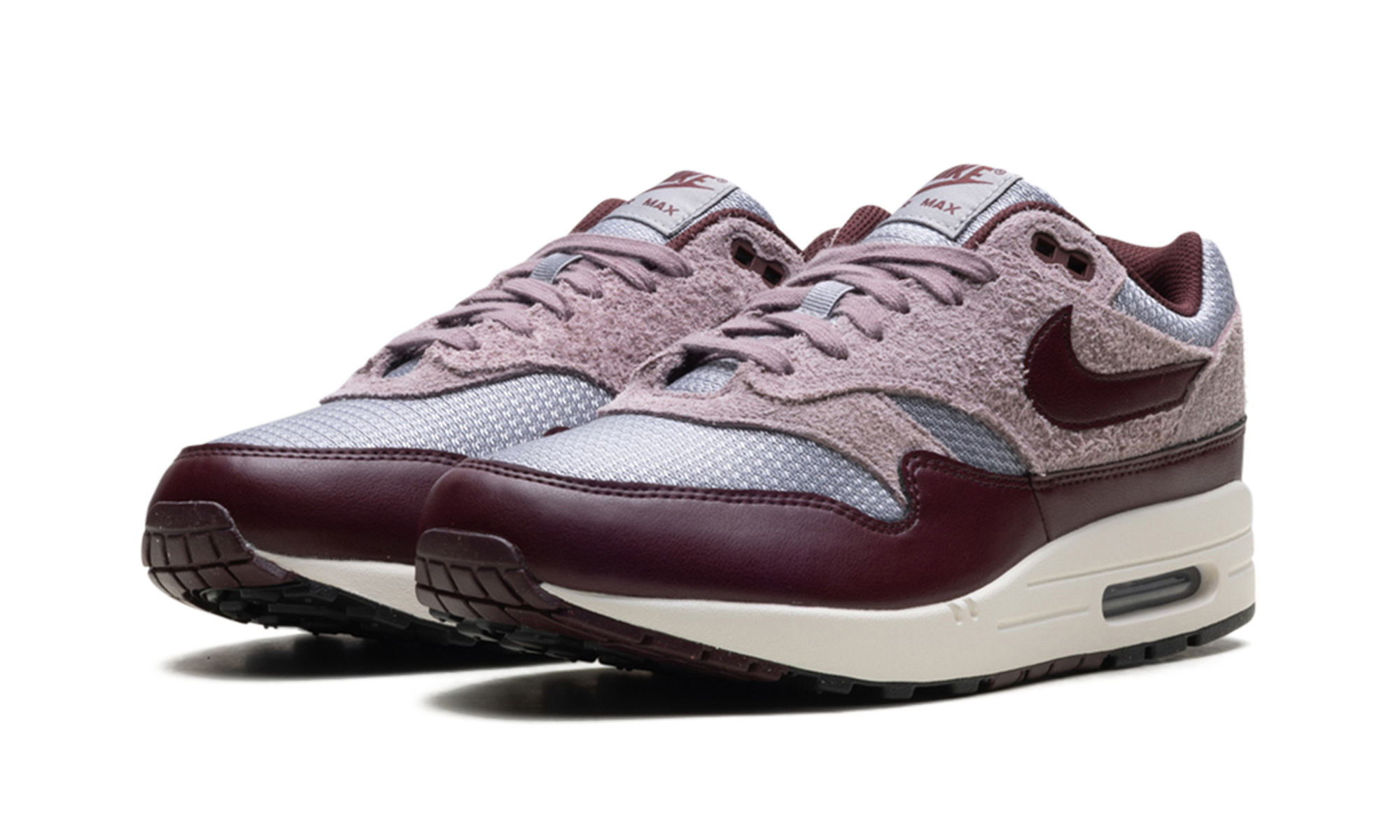 Nike Air Max 1 ESS PRM CEMENT GREY/BURGUNDY CRUSH FQ7327 001