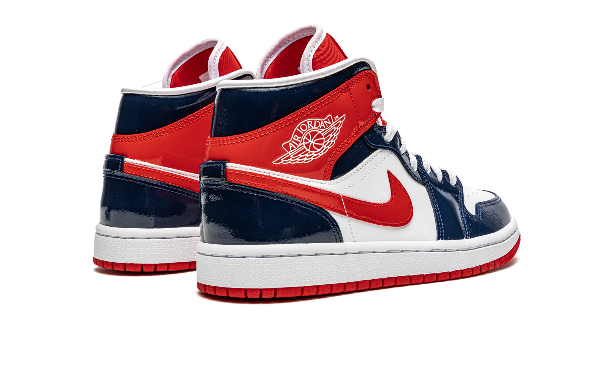 AIR JORDAN 1 MID WMNS Patent Leather Navy / White / Red DJ5984 400
