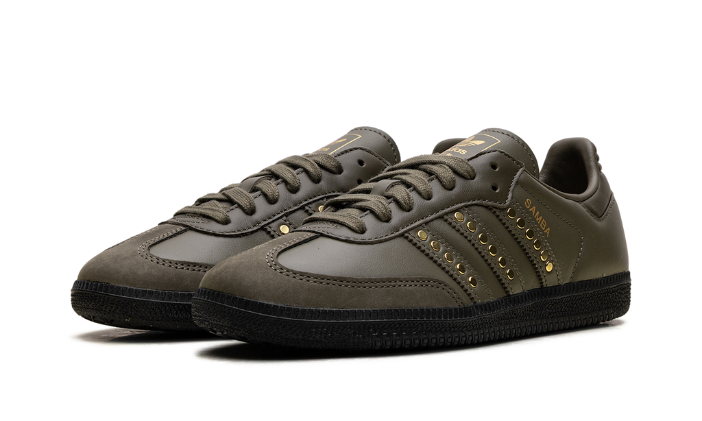 Adidas Samba OG WMNS Studded Stripes Dark Khaki Black JR8870