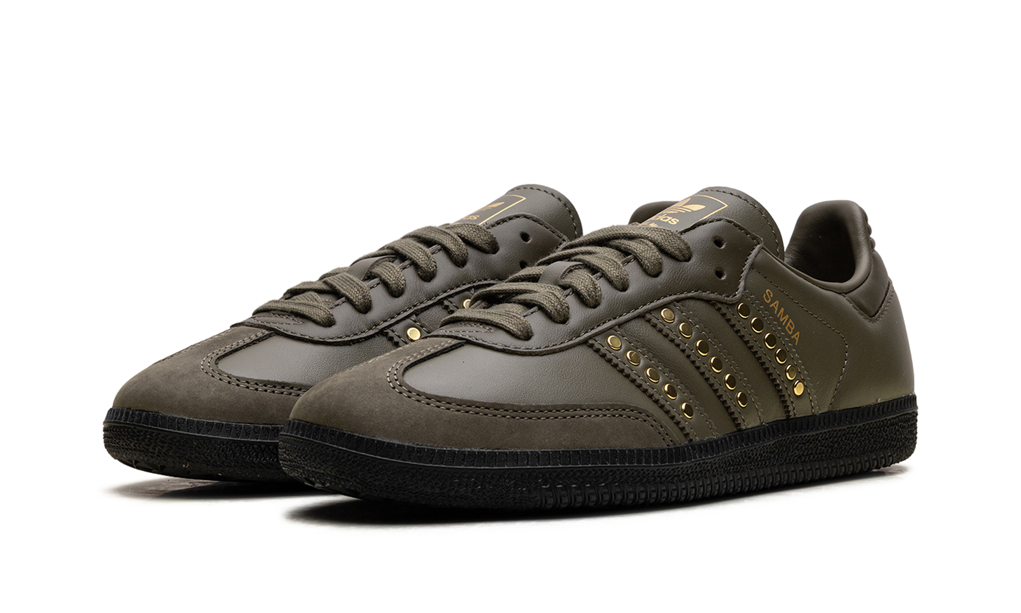 Adidas Samba OG WMNS Studded Stripes Dark Khaki Black JR8870